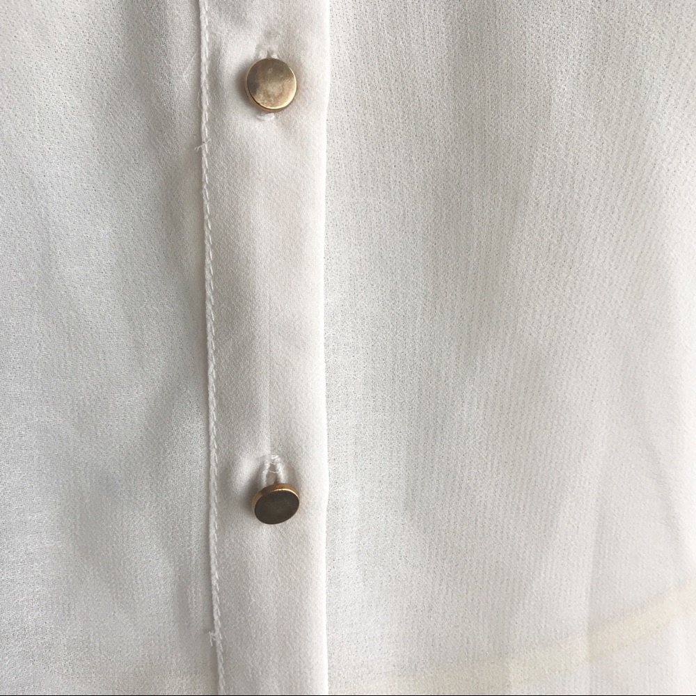 City Chic Sheer White Blouse Floral Detail - Picture 5 of 7